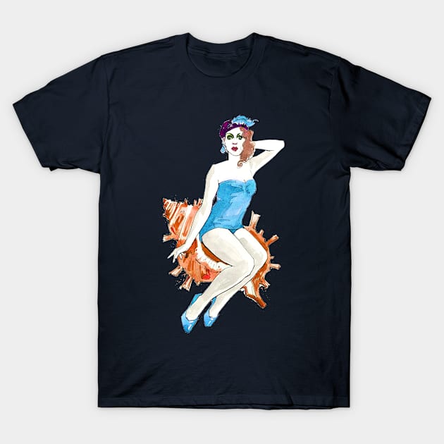 Seashell Pinup T-Shirt by A.E. Kieren Illustration